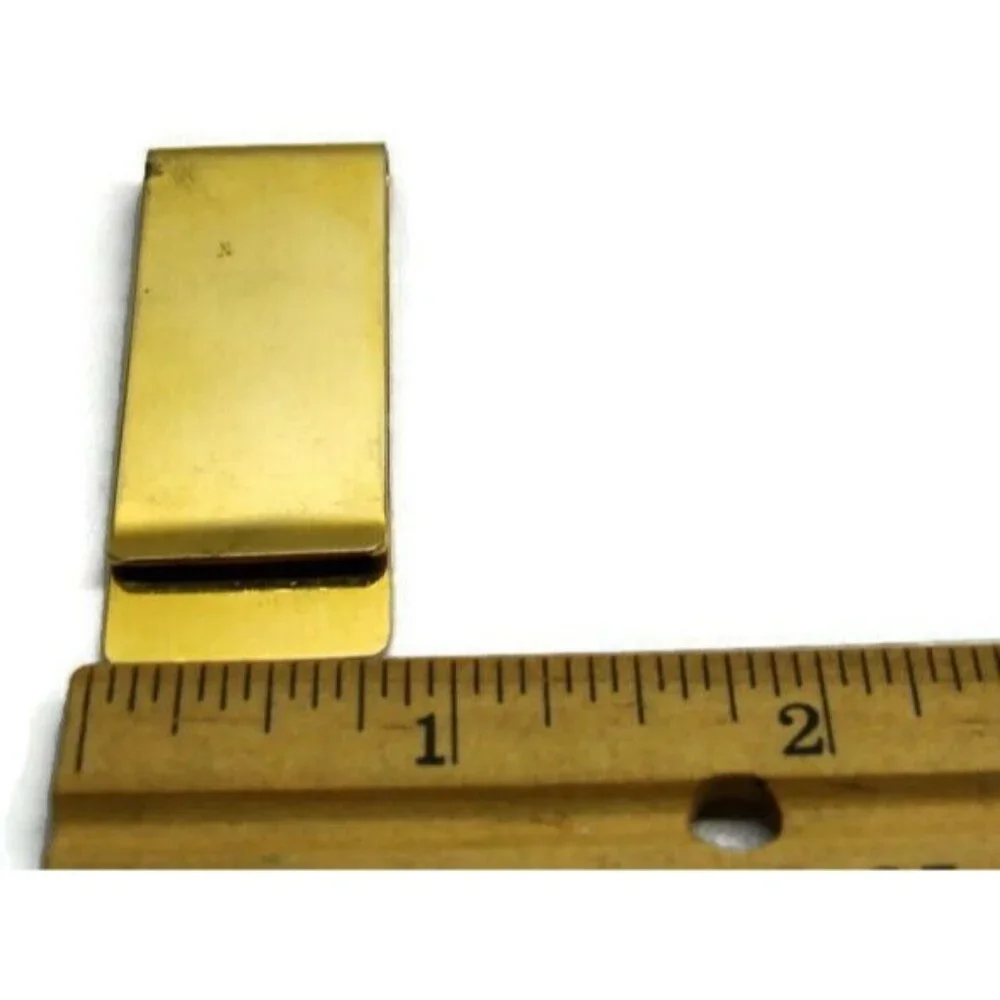Engravable Plain Money Clip Stainless Steel Gold Tone Credit Card Cash